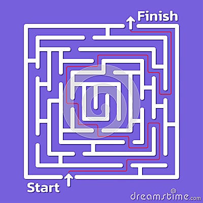 Maze. Square labyrinth or puzzle game. Find the right way or solution. Vector illustration Vector Illustration